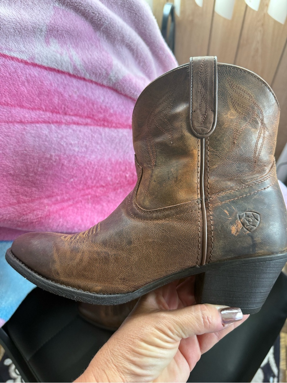 Ariat Distressed Brown Leather Western Short Boot